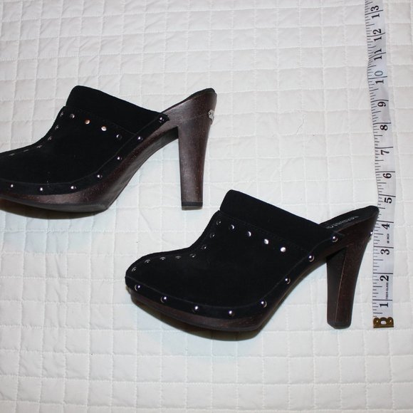 Michael Kors Black suede Leather Wood Heel Studded - Picture 12 of 12